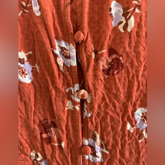Universal Thread Button Down Short Sleeve Orange Floral Dress - Picture 6 of 7